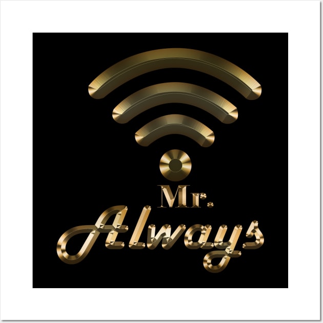 couple clothing wifi and hotspot for male - Gold edition Wall Art by INDONESIA68